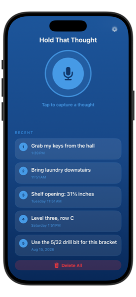 Hold That Thought app screenshot